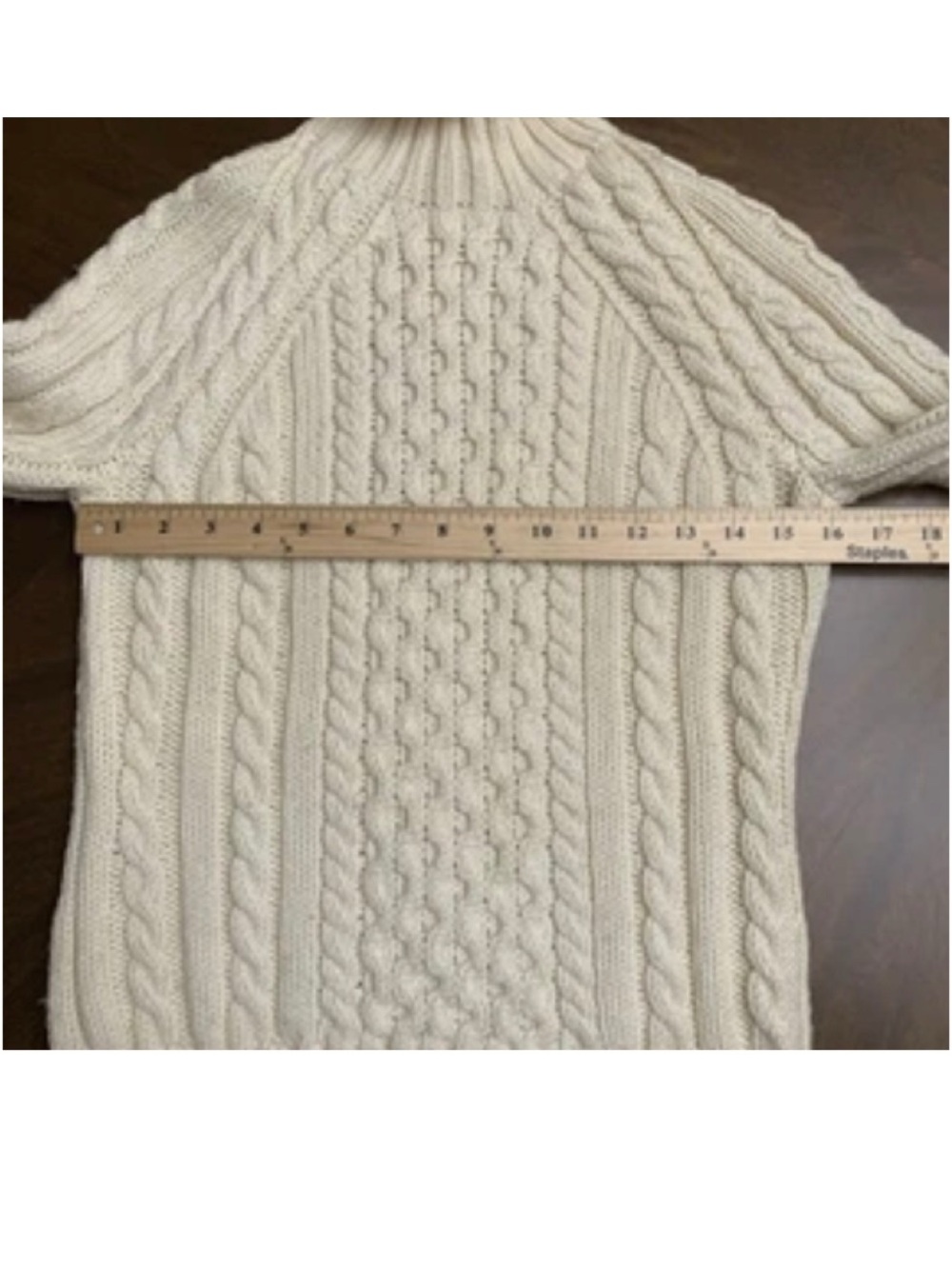 🎄 J.Crew 100% Wool Ivory Cable Knit Turtleneck Sweater Women’s Cozy Classic M - Picture 13 of 15